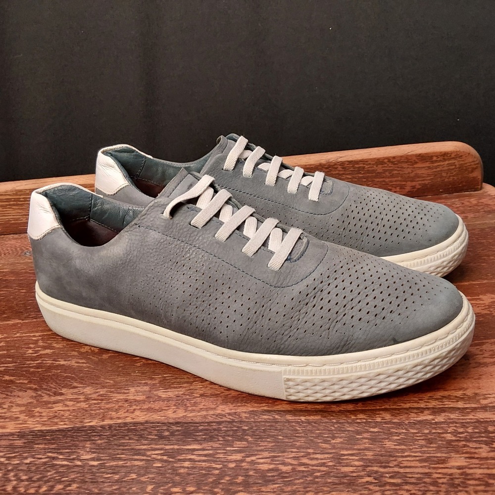 Martin Dingman Bill Slate Blue Nubuck Perforated Leather Sneakers 740316M 9.5 D